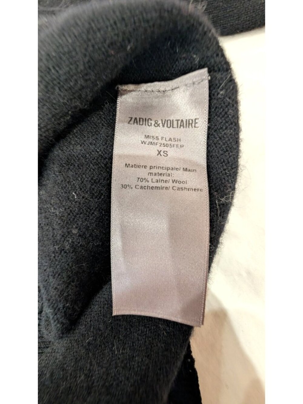 ZADIG & VOLTAIRE Delly C Flash Red Lightning Bolt Cashmere Sweater, Noir, XS - Picture 7 of 11
